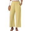 image:imageGRECERELLE Women Elastic High Waisted Wide Leg Pants Woman Casual Palazzo TrousersButter Yellow