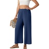 image:imageGRECERELLE Women Elastic High Waisted Wide Leg Pants Woman Casual Palazzo TrousersDark Blue