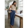 image:imageGRECERELLE Women Elastic High Waisted Wide Leg Pants Woman Casual Palazzo TrousersDark Blue