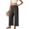 image:imageGRECERELLE Women Elastic High Waisted Wide Leg Pants Woman Casual Palazzo TrousersGray Ld Dark Gray
