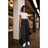 image:imageGRECERELLE Women Elastic High Waisted Wide Leg Pants Woman Casual Palazzo TrousersGray Ld Dark Gray