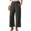 image:imageGRECERELLE Women Elastic High Waisted Wide Leg Pants Woman Casual Palazzo TrousersGray Ld Dark Gray