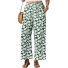 image:imageGRECERELLE Women Elastic High Waisted Wide Leg Pants Woman Casual Palazzo TrousersGreen White Flower