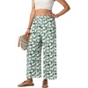 image:imageGRECERELLE Women Elastic High Waisted Wide Leg Pants Woman Casual Palazzo TrousersGreen White Flower