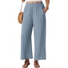 image:imageGRECERELLE Women Elastic High Waisted Wide Leg Pants Woman Casual Palazzo TrousersHaze Blue