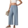image:imageGRECERELLE Women Elastic High Waisted Wide Leg Pants Woman Casual Palazzo TrousersHaze Blue