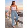 image:imageGRECERELLE Women Elastic High Waisted Wide Leg Pants Woman Casual Palazzo TrousersHaze Blue