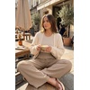 image:imageGRECERELLE Women Elastic High Waisted Wide Leg Pants Woman Casual Palazzo TrousersKhaki