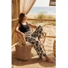 image:imageGRECERELLE Women Elastic High Waisted Wide Leg Pants Woman Casual Palazzo TrousersKhaki Black Flower