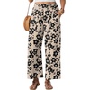 image:imageGRECERELLE Women Elastic High Waisted Wide Leg Pants Woman Casual Palazzo TrousersKhaki Black Flower