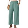 image:imageGRECERELLE Women Elastic High Waisted Wide Leg Pants Woman Casual Palazzo TrousersLight Blue