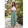 image:imageGRECERELLE Women Elastic High Waisted Wide Leg Pants Woman Casual Palazzo TrousersLight Blue