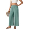 image:imageGRECERELLE Women Elastic High Waisted Wide Leg Pants Woman Casual Palazzo TrousersLight Blue