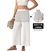 image:imageGRECERELLE Women Elastic High Waisted Wide Leg Pants Woman Casual Palazzo TrousersPearl White