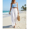 image:imageGRECERELLE Women Elastic High Waisted Wide Leg Pants Woman Casual Palazzo TrousersPearl White