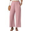 image:imageGRECERELLE Women Elastic High Waisted Wide Leg Pants Woman Casual Palazzo TrousersPink