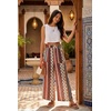 image:imageGRECERELLE Women Elastic High Waisted Wide Leg Pants Woman Casual Palazzo TrousersRed Cashew Stripe