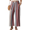 image:imageGRECERELLE Women Elastic High Waisted Wide Leg Pants Woman Casual Palazzo TrousersRed Cashew Stripe