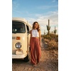 image:imageGRECERELLE Women Elastic High Waisted Wide Leg Pants Woman Casual Palazzo TrousersRust Red