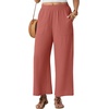 image:imageGRECERELLE Women Elastic High Waisted Wide Leg Pants Woman Casual Palazzo TrousersRust Red