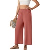 image:imageGRECERELLE Women Elastic High Waisted Wide Leg Pants Woman Casual Palazzo TrousersRust Red
