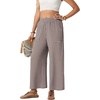 image:imageGRECERELLE Women Elastic High Waisted Wide Leg Pants Woman Casual Palazzo TrousersWh Brown Pinstripe