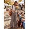 image:imageGRECERELLE Women Elastic High Waisted Wide Leg Pants Woman Casual Palazzo TrousersWh Brown Pinstripe