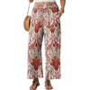 image:imageGRECERELLE Women Elastic High Waisted Wide Leg Pants Woman Casual Palazzo TrousersWhite Red Paisley