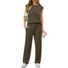 image:imageGRECERELLE 2 Piece Sets For Women Summer 2026 Outfits Lounge Sets Sleeveless Sweatsuits Wide Leg Tracksuits With PocketsArmy Green