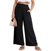 image:imageGRECERELLE Women Elastic High Waisted Wide Leg Pants Woman Casual Palazzo TrousersBlack