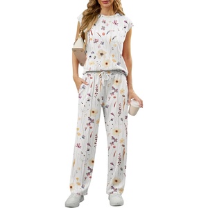 image:imageGRECERELLE 2 Piece Sets For Women Summer 2026 Outfits Lounge Sets Sleeveless Sweatsuits Wide Leg Tracksuits With PocketsFpink Lotus