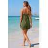 image:imageGRECERELLE Cotton Summer Rompers for Women 2026 Athleisure Jumpsuit Shorts  with Pockets  Casual Athletic  Adjustable Spaghetti Strap  Tennis  Square neck  Beach Vacation Daily WearArmy Green