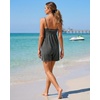 image:imageGRECERELLE Cotton Summer Rompers for Women 2026 Athleisure Jumpsuit Shorts  with Pockets  Casual Athletic  Adjustable Spaghetti Strap  Tennis  Square neck  Beach Vacation Daily WearDark Gray