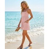 image:imageGRECERELLE Cotton Summer Rompers for Women 2026 Athleisure Jumpsuit Shorts  with Pockets  Casual Athletic  Adjustable Spaghetti Strap  Tennis  Square neck  Beach Vacation Daily WearApricot Pink