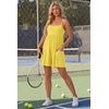 image:imageGRECERELLE Cotton Summer Rompers for Women 2026 Athleisure Jumpsuit Shorts  with Pockets  Casual Athletic  Adjustable Spaghetti Strap  Tennis  Square neck  Beach Vacation Daily WearButter Yellow