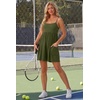 image:imageGRECERELLE Cotton Summer Rompers for Women 2026 Athleisure Jumpsuit Shorts  with Pockets  Casual Athletic  Adjustable Spaghetti Strap  Tennis  Square neck  Beach Vacation Daily WearArmy Green