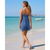 image:imageGRECERELLE Cotton Summer Rompers for Women 2026 Athleisure Jumpsuit Shorts  with Pockets  Casual Athletic  Adjustable Spaghetti Strap  Tennis  Square neck  Beach Vacation Daily WearDenim Blue