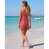 image:imageGRECERELLE Cotton Summer Rompers for Women 2026 Athleisure Jumpsuit Shorts  with Pockets  Casual Athletic  Adjustable Spaghetti Strap  Tennis  Square neck  Beach Vacation Daily WearRust Red