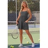 image:imageGRECERELLE Cotton Summer Rompers for Women 2026 Athleisure Jumpsuit Shorts  with Pockets  Casual Athletic  Adjustable Spaghetti Strap  Tennis  Square neck  Beach Vacation Daily WearDark Gray