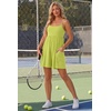 image:imageGRECERELLE Cotton Summer Rompers for Women 2026 Athleisure Jumpsuit Shorts  with Pockets  Casual Athletic  Adjustable Spaghetti Strap  Tennis  Square neck  Beach Vacation Daily WearLemon Yellow