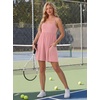 image:imageGRECERELLE Cotton Summer Rompers for Women 2026 Athleisure Jumpsuit Shorts  with Pockets  Casual Athletic  Adjustable Spaghetti Strap  Tennis  Square neck  Beach Vacation Daily WearPeach Pink