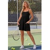 image:imageGRECERELLE Cotton Summer Rompers for Women 2026 Athleisure Jumpsuit Shorts  with Pockets  Casual Athletic  Adjustable Spaghetti Strap  Tennis  Square neck  Beach Vacation Daily WearBlack