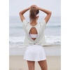 image:imageGRECERELLE Womens Open Back Workout Tops Backless Athletic Shirts Casual Crop Running Tee Y2k YogaLight Grey