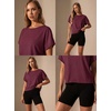 image:imageGRECERELLE Womens Open Back Workout Tops Backless Athletic Shirts Casual Crop Running Tee Y2k YogaWine Red