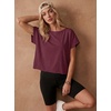 image:imageGRECERELLE Womens Open Back Workout Tops Backless Athletic Shirts Casual Crop Running Tee Y2k YogaWine Red