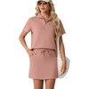 image:imageGRECERELLE Womens Summer 2 Piece Skort Set Half Zip Short Sleeve Top amp Pocketed Tennis Skirt For Sports amp VacationsDark Pink