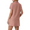 image:imageGRECERELLE Womens Summer 2 Piece Skort Set Half Zip Short Sleeve Top amp Pocketed Tennis Skirt For Sports amp VacationsDark Pink