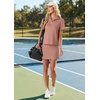 image:imageGRECERELLE Womens Summer 2 Piece Skort Set Half Zip Short Sleeve Top amp Pocketed Tennis Skirt For Sports amp VacationsDark Pink