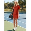 image:imageGRECERELLE Womens Summer 2 Piece Skort Set Half Zip Short Sleeve Top amp Pocketed Tennis Skirt For Sports amp VacationsRed