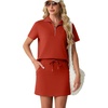image:imageGRECERELLE Womens Summer 2 Piece Skort Set Half Zip Short Sleeve Top amp Pocketed Tennis Skirt For Sports amp VacationsRed